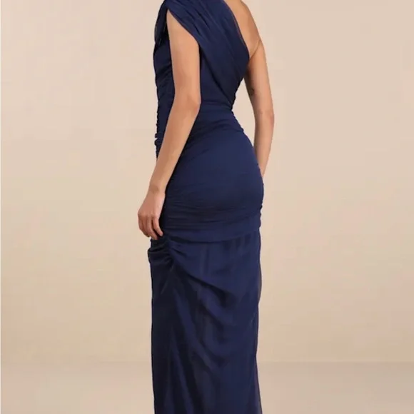 Lulus Navy One-Shoulder Dress - Picture 2 of 5